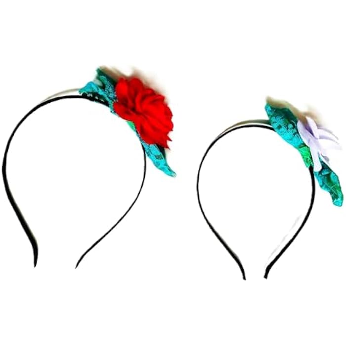 2 Pieces Red and White Flower Pattern Headband Hair Band for Girls Girls,FOMIYES Fashion Headbands for Women,Red and White Rose Girl Headbands - Image 2
